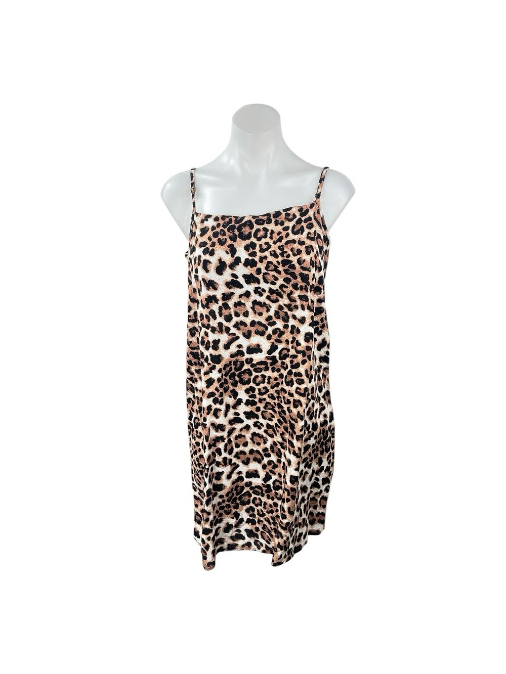 Vero Moda Brown Animal Print Sleeveless Square Neck Mini Cami Tank Shift Dress M